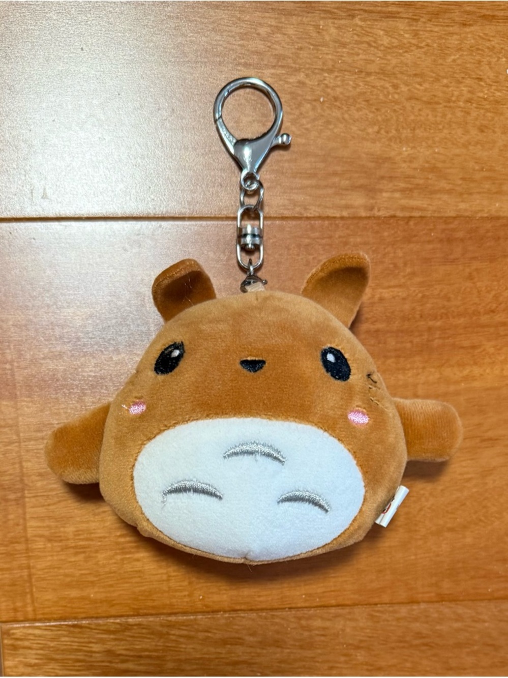Brown Plush Animal Keychain with White Belly